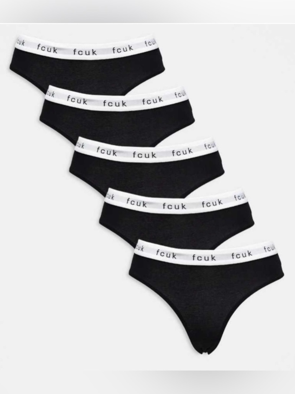 NWT! Women’s French Connection 7 pack cotton fcuk ladies thongs edgy black M